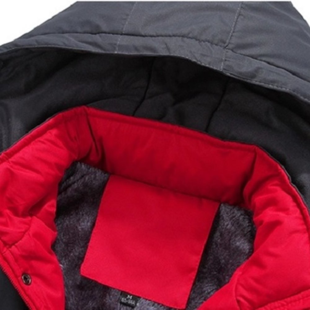 Ski Jacket Waterproof Windproof Snow Jacket Hooded Mens Womens Red & Gray - Picture 10 of 14
